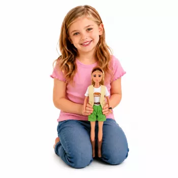 LEAN TOYS Anlily Traveler Puppe mit Hund und Rucksack-Zubehör-Set