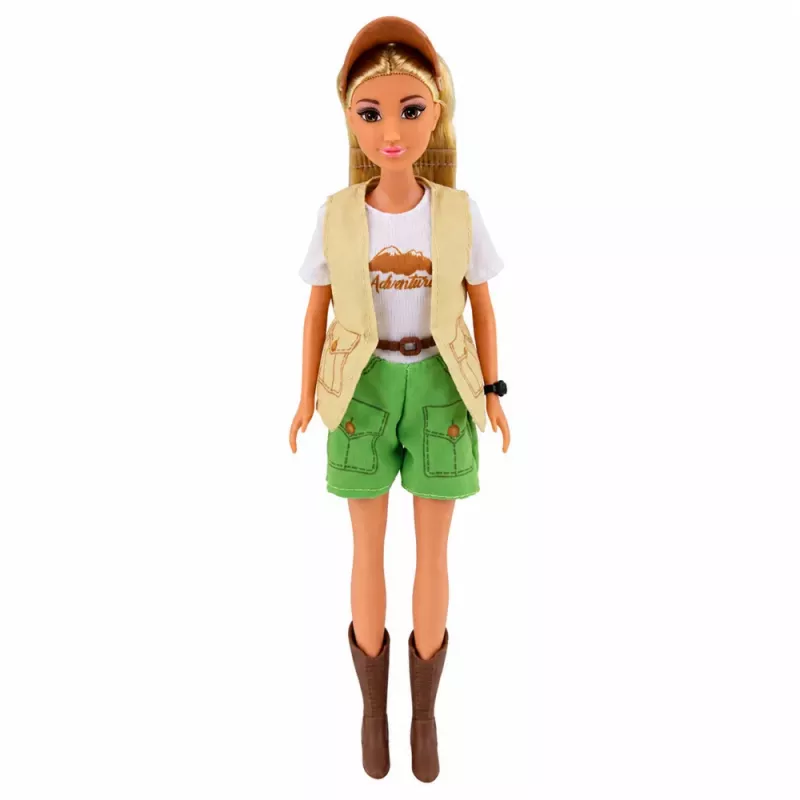 LEAN TOYS Anlily Traveler Puppe mit Hund und Rucksack-Zubehör-Set