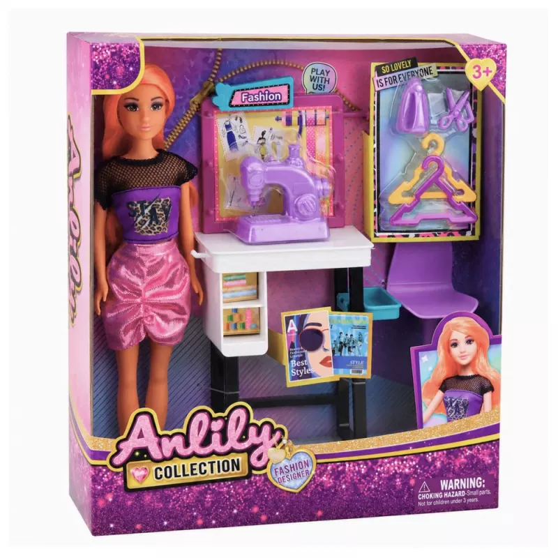 LEAN TOYS Anlily Puppe Schneiderin Modedesigner Nähmaschine Möbel Zubehör