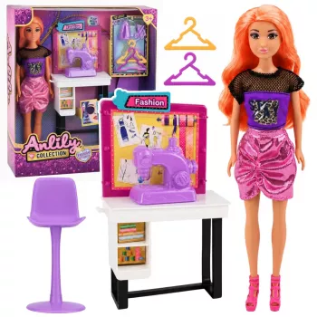 LEAN TOYS Anlily Puppe Schneiderin Modedesigner Nähmaschine Möbel Zubehör