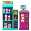 LEAN TOYS Anlily Puppe mit Supermarkt-Kasse, Einkaufswagen und Kinderwagen Set
