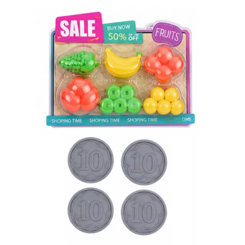 LEAN TOYS Anlily Puppe mit Supermarkt-Kasse, Einkaufswagen und Kinderwagen Set