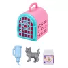 LEAN TOYS Anlily Puppe mit Haustiertrage Kätzchen Grau Zubehörset