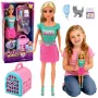 LEAN TOYS Anlily Puppe mit Haustiertrage Kätzchen Grau Zubehörset