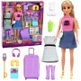 LEAN TOYS Anlily Traveler Puppe mit Koffer, Reisekissen, Laptop-Zubehör