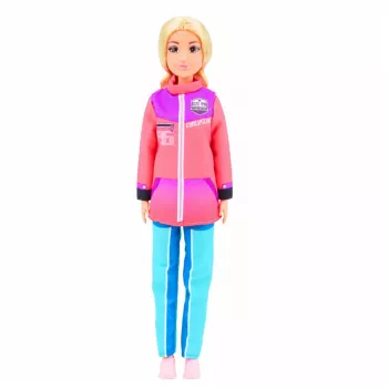 LEAN TOYS Anlily Puppe Wintersport Set Ski Snowboard Schneemobil Kleidung