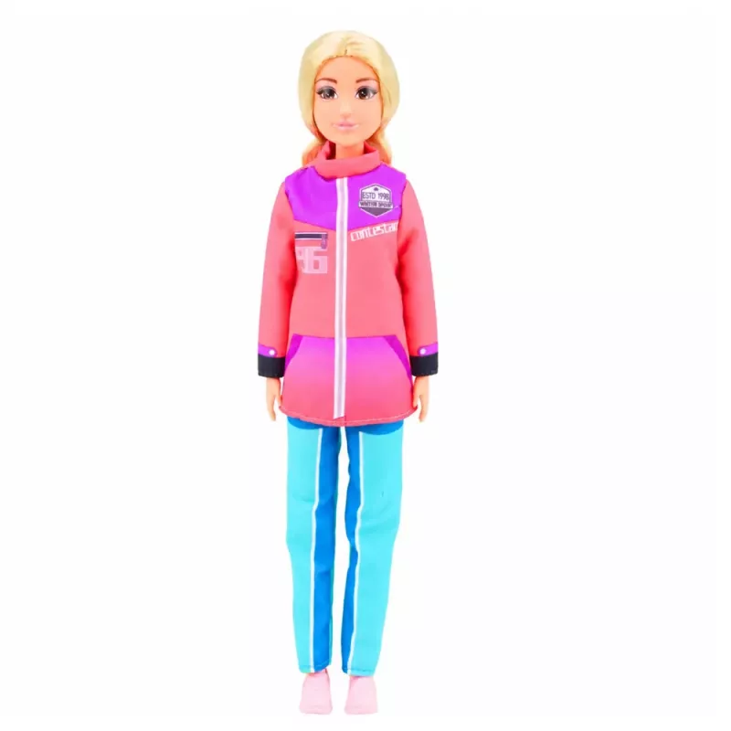 LEAN TOYS Anlily Puppe Wintersport Set Ski Snowboard Schneemobil Kleidung