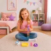 LEAN TOYS Anlily Puppe mit weißem Hund im Halsband, Bett und Zubehör-Set