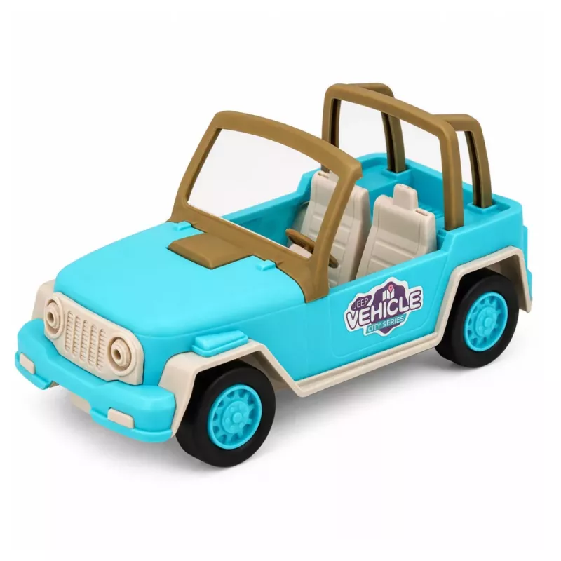 LEAN TOYS Geländewagen mit Wohnwagen Sounds Blue Tourist Set