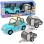 LEAN TOYS Geländewagen mit Wohnwagen Sounds Blue Tourist Set