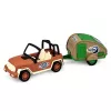 LEAN TOYS Geländewagen mit Wohnwagen Sounds Grün und Braun Tourist Set