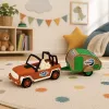 LEAN TOYS Geländewagen mit Wohnwagen Sounds Grün und Braun Tourist Set