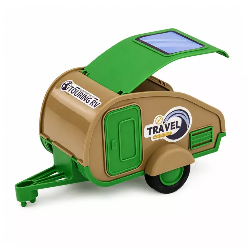 LEAN TOYS Geländewagen mit Wohnwagen Sounds Grün und Braun Tourist Set