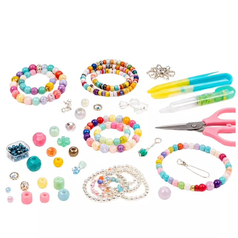 LEAN TOYS Schmuckherstellungsset im Koffer - 1000 Teile Perlen, Anhänger, Buchstaben