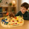 LEAN TOYS Interaktive manuelle Arcade-Bahn mit Dinosauriern 8 Herausforderungen Fahrzeuge