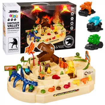 LEAN TOYS Interaktive manuelle Arcade-Bahn mit Dinosauriern 8 Herausforderungen Fahrzeuge