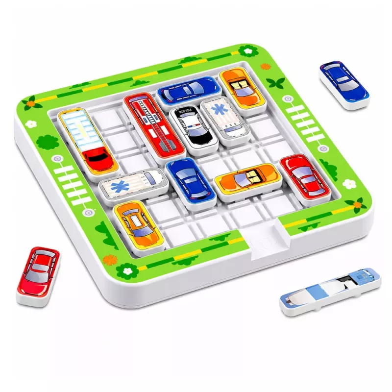 LEAN TOYS Magnetpuzzle-Spiel Magnetische Autos 15 Fahrzeuge 60 Karten Brett