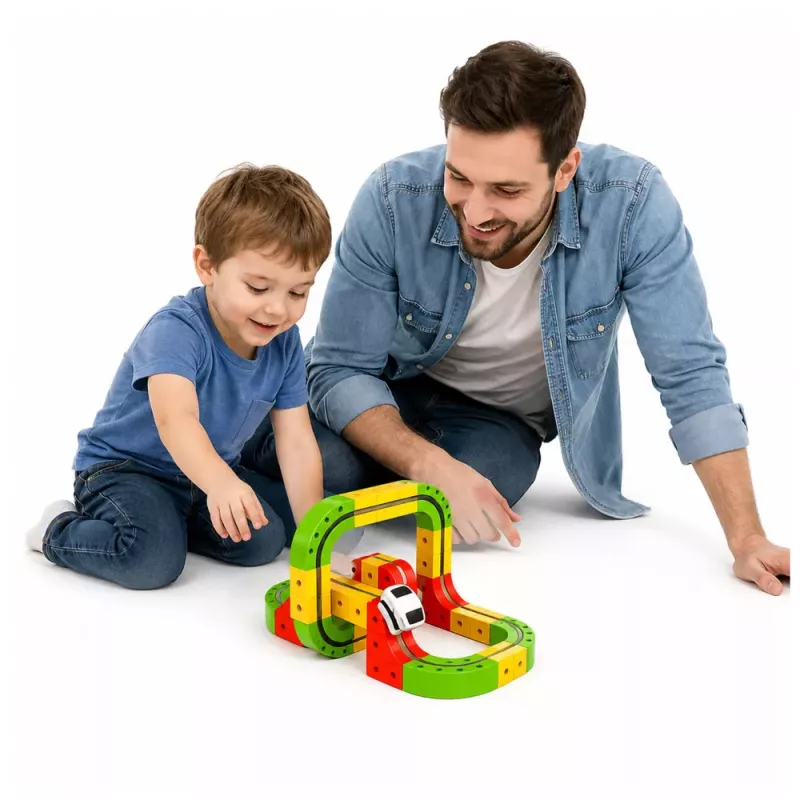 LEAN TOYS Magnetische Eisenbahn mit elektrischem Zug 3D Kreativbau 67 Teile
