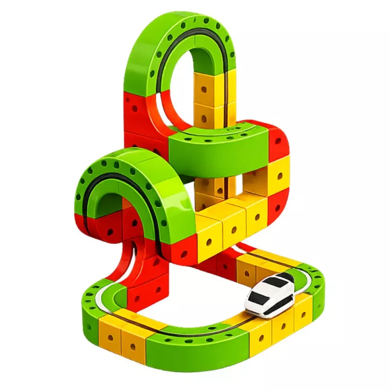 LEAN TOYS Magnetische Eisenbahn mit elektrischem Zug 3D Kreativbau 67 Teile