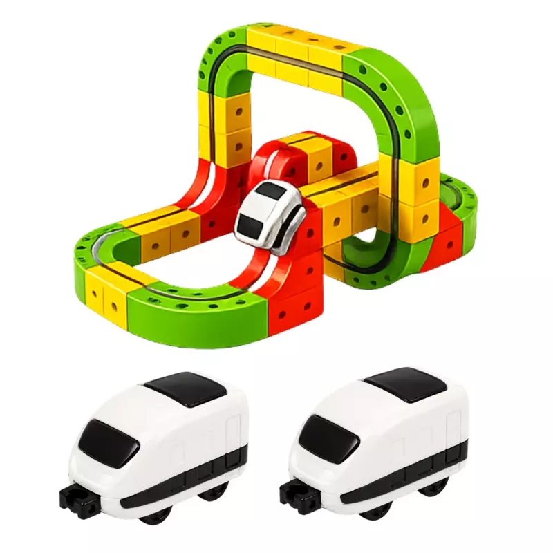 LEAN TOYS Magnetische Eisenbahn mit elektrischem Zug 3D Kreativbau 67 Teile