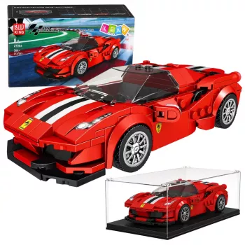 LEAN TOYS Konstruktionsbausteine Sportwagen Rennwagen Vitrine Rot 364 Teile