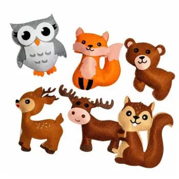 LEAN TOYS Kreativset Kuscheltiere zum Nähen Filz DIY Waldtiere 6 Stk.