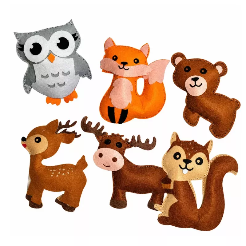 LEAN TOYS Kreativset Kuscheltiere zum Nähen Filz DIY Waldtiere 6 Stk.