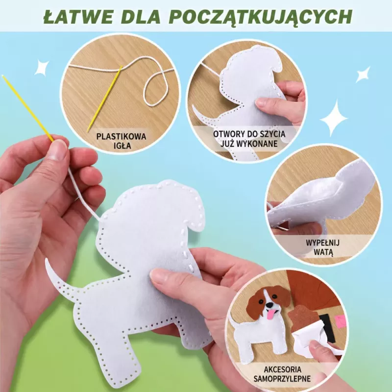 LEAN TOYS Kreativset Kuscheltiere zum Nähen Filz DIY Waldtiere 6 Stk.