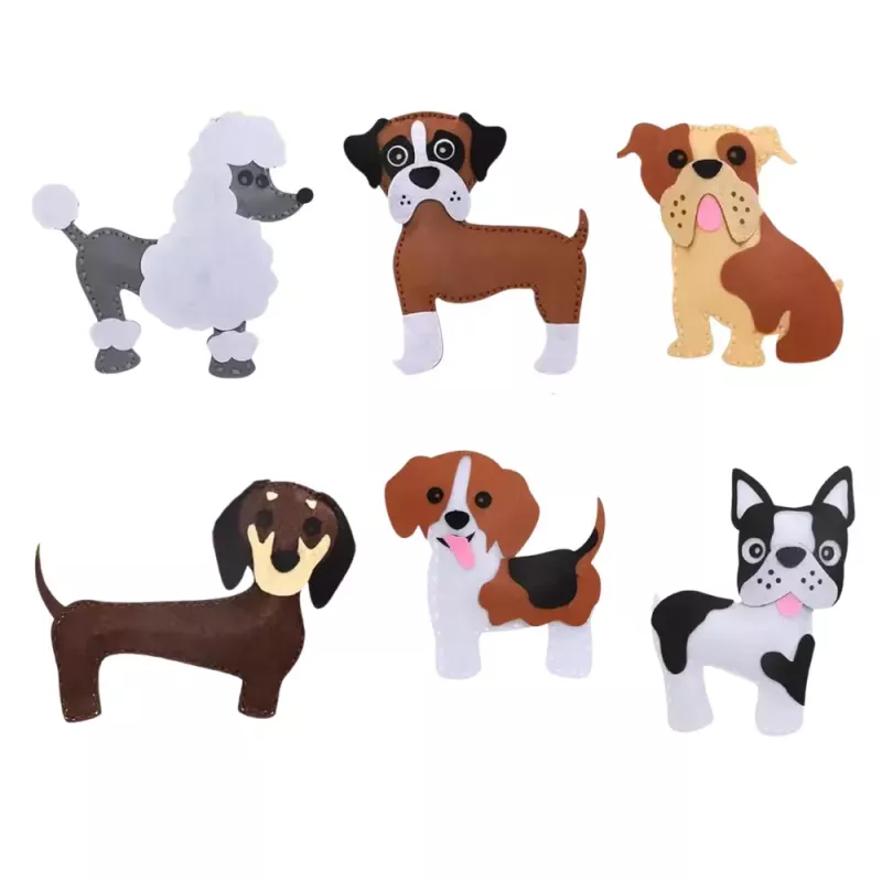 LEAN TOYS Kreativset Kuscheltiere zum Nähen Filz Plüschtiere DIY Hunde 6 Stk.