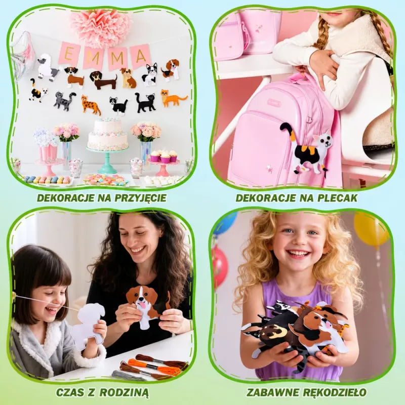 LEAN TOYS Kreativset Kuscheltiere zum Nähen Filz Plüschtiere DIY Hunde 6 Stk.