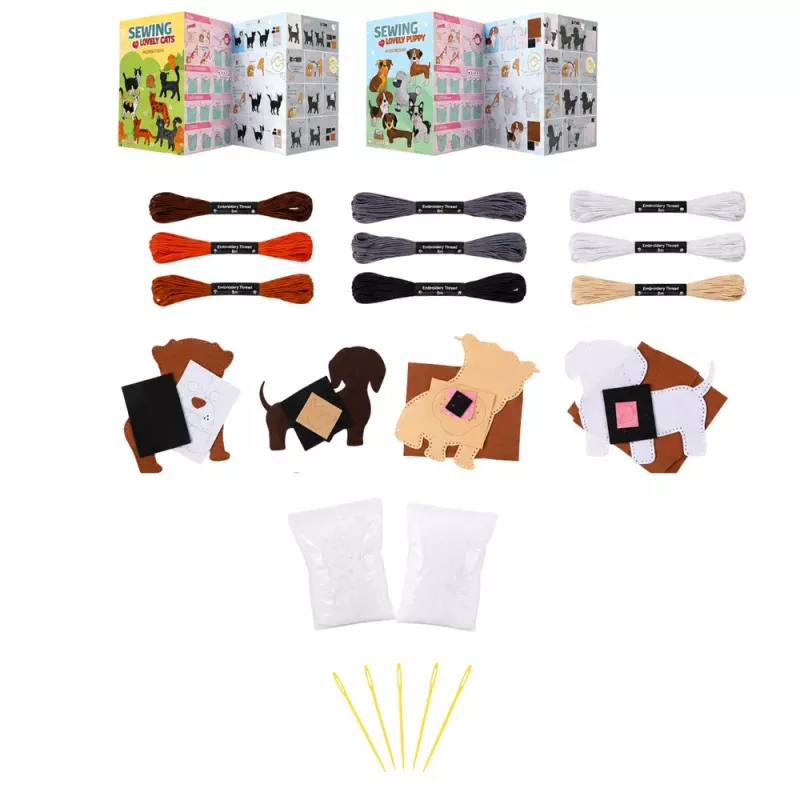LEAN TOYS Kreativset Kuscheltiere zum Nähen Filz Plüschtiere DIY Hunde 6 Stk.