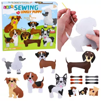 LEAN TOYS Kreativset Kuscheltiere zum Nähen Filz Plüschtiere DIY Hunde 6 Stk.