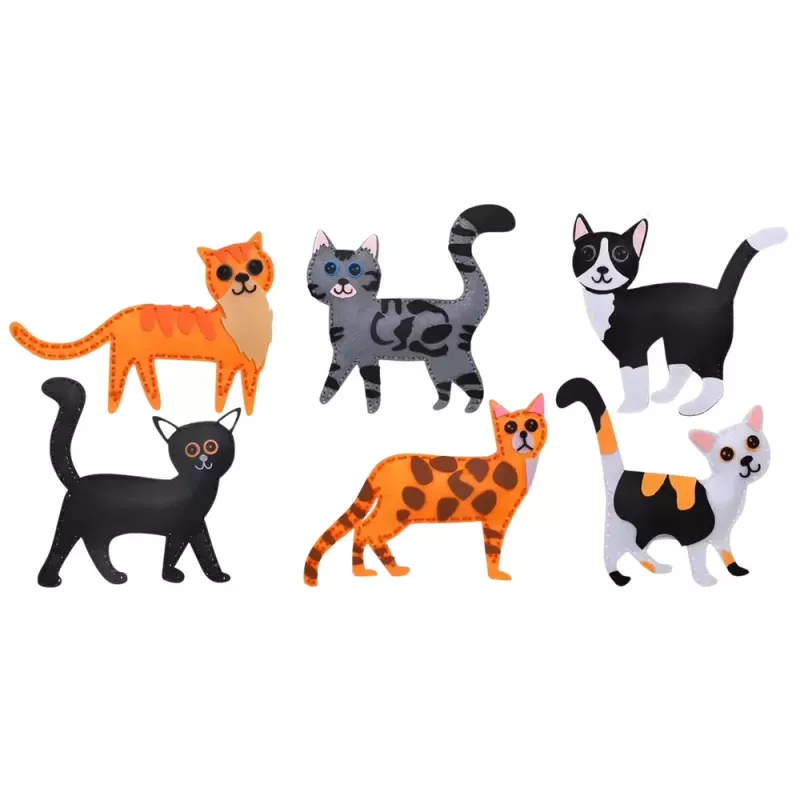 LEAN TOYS Kreativ-Set zum Nähen von Plüschtieren Filzkatzen Plüschies DIY 6 Stk.