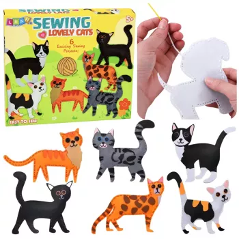 LEAN TOYS Kreativ-Set zum Nähen von Plüschtieren Filzkatzen Plüschies DIY 6 Stk.