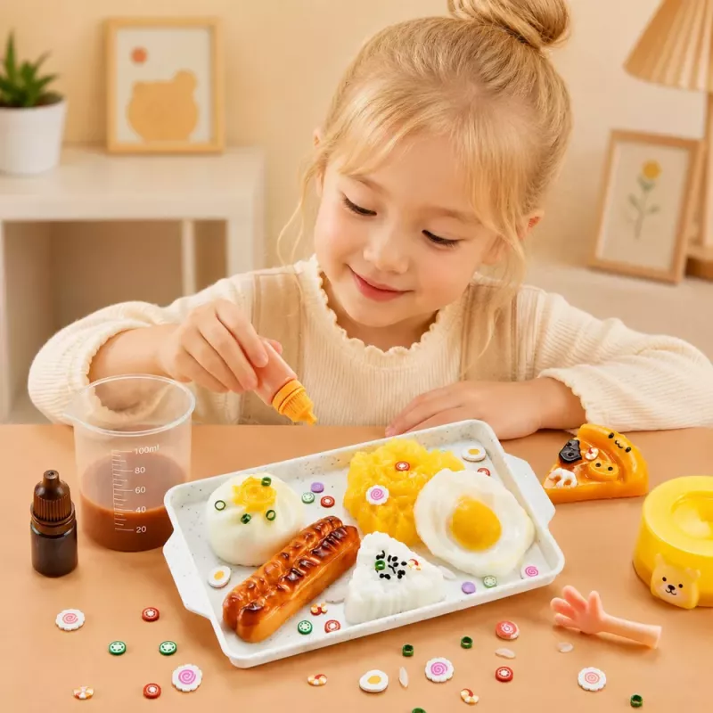 LEAN TOYS Kreativ-Bastelset: DIY Squishy Dekoratives Frühstücksessen