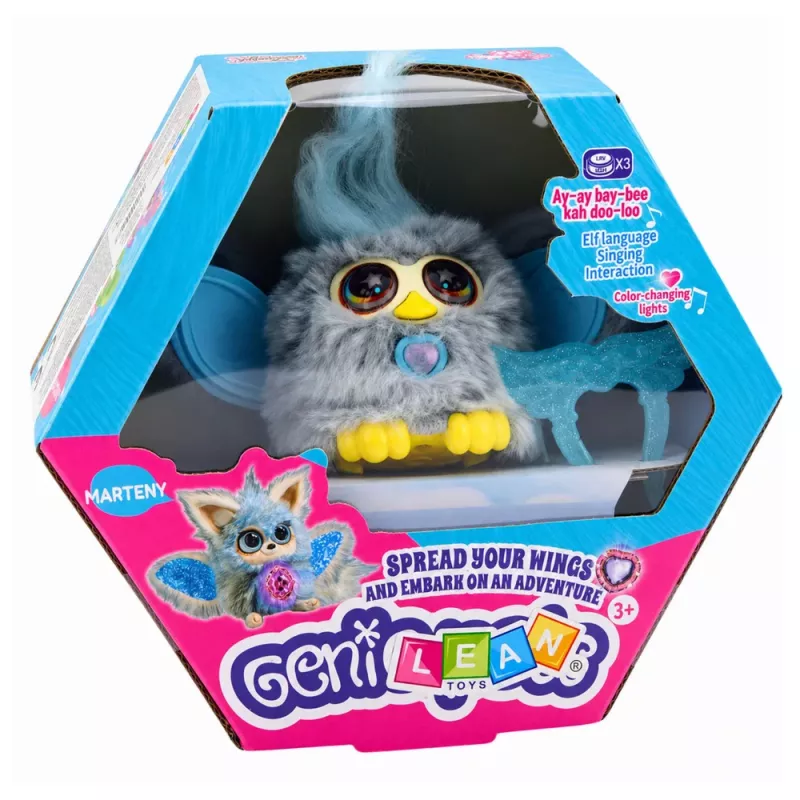 LEAN TOYS Genie Pets Interaktives Kreatur-Licht- und Sound-Anhänger Grau