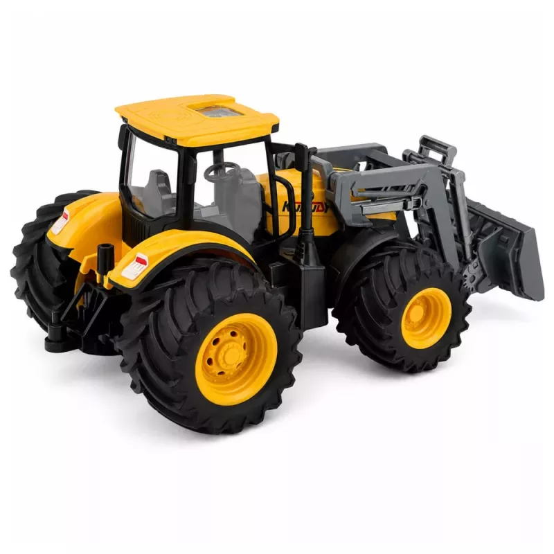 LEAN TOYS Agricultural Farm Tractor with Bulldozer Lights Sounds Yellow 1:24