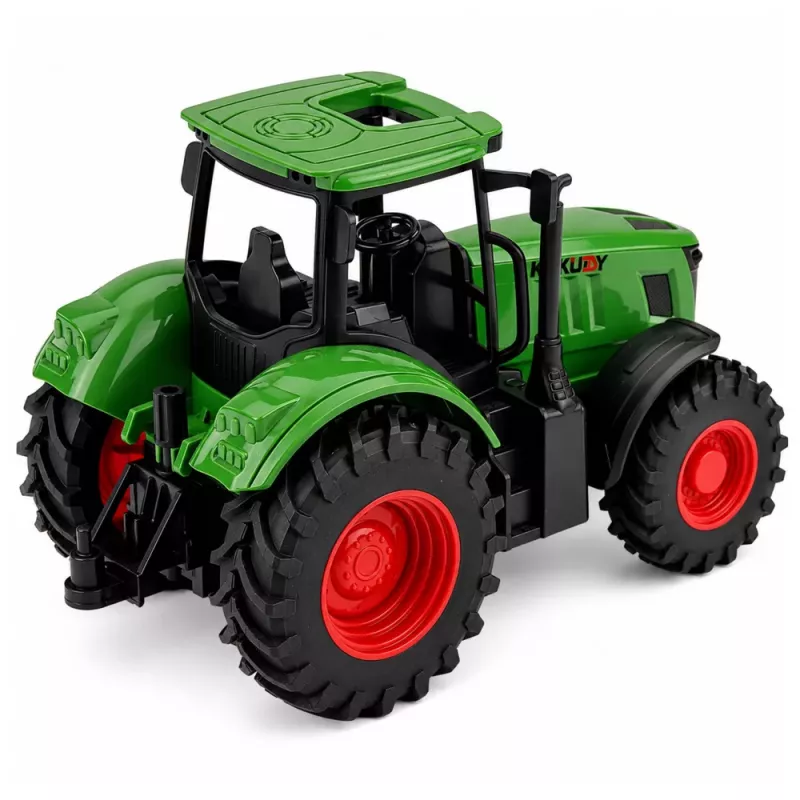 LEAN TOYS Agricultural Farm Tractor Rubber Wheels Green 1:24