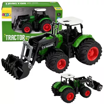 LEAN TOYS Agricultural Farm Tractor With Front Loader Rubber Wheels Green 1:24