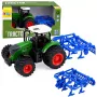LEAN TOYS Agricultural Farm Tractor With Cultivator Tillage Unit Green 1:24