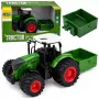 LEAN TOYS Agricultural Farm Tractor With Fertilizer Spreader Rubber Wheels Green 1:24