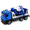 LEAN TOYS Polizei-Abschleppwagen mit Streifenwagen Fahrzeugset Lichter Geräusche Blau