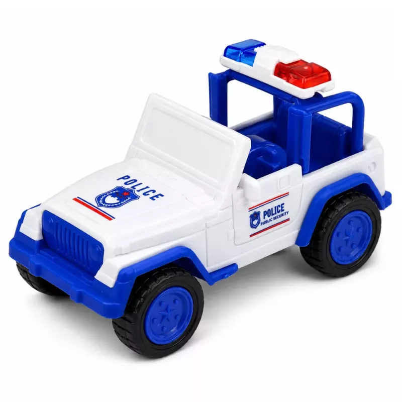 LEAN TOYS Polizei-Abschleppwagen mit Streifenwagen Fahrzeugset Lichter Geräusche Blau