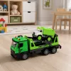 LEAN TOYS Tow Truck Garbage Truck Vehicle Set Lights Sounds Green
