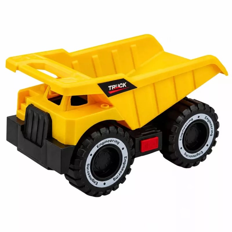 LEAN TOYS Baustellenfahrzeug-Set Bagger Kipper mit Lichtern und Geräuschen Gelb