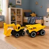 LEAN TOYS Baustellenfahrzeug-Set Bagger Kipper mit Lichtern und Geräuschen Gelb
