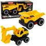 LEAN TOYS Baustellenfahrzeug-Set Bagger Kipper mit Lichtern und Geräuschen Gelb