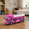 LEAN TOYS Doppeldecker-Stadtbus mit Türen, Lichtern und Geräuschen, Pink