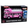 LEAN TOYS Doppeldecker-Stadtbus mit Türen, Lichtern und Geräuschen, Pink