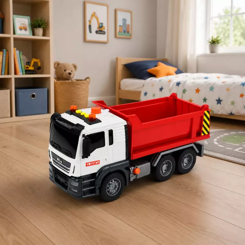 LEAN TOYS Kipper Ladebox öffnen Lichter Geräusche Rot